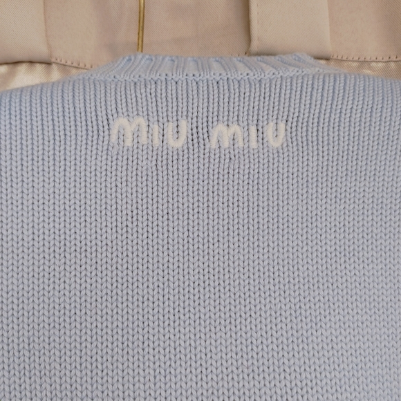 MIU MIU DISNEY Mickey Mouse powder blue red cropped sweater IT36 - Picture 3 of 7